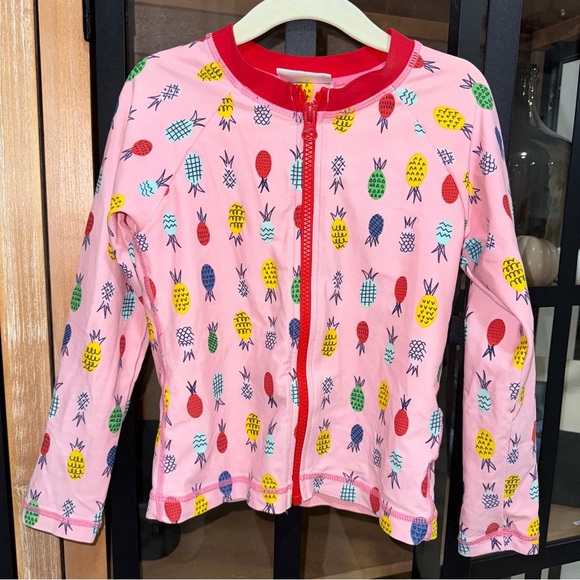 Hanna Andersson long sleeve swimsuit top rashguard pineapple print zipper up - Picture 1 of 3